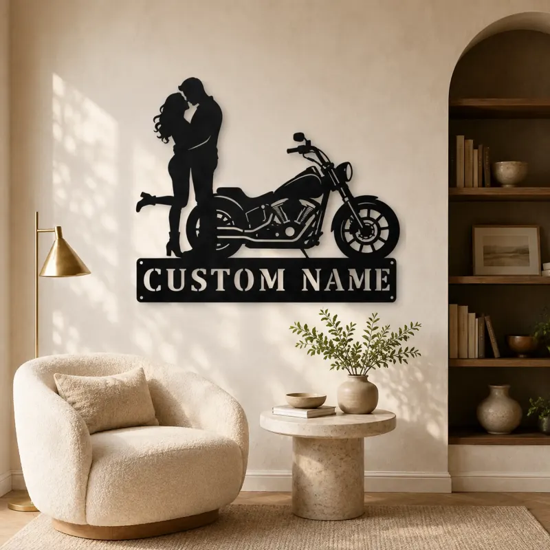 Personalized Cruiser Couple Metal Wall Art with Lifted Heel - lifestyle view 5