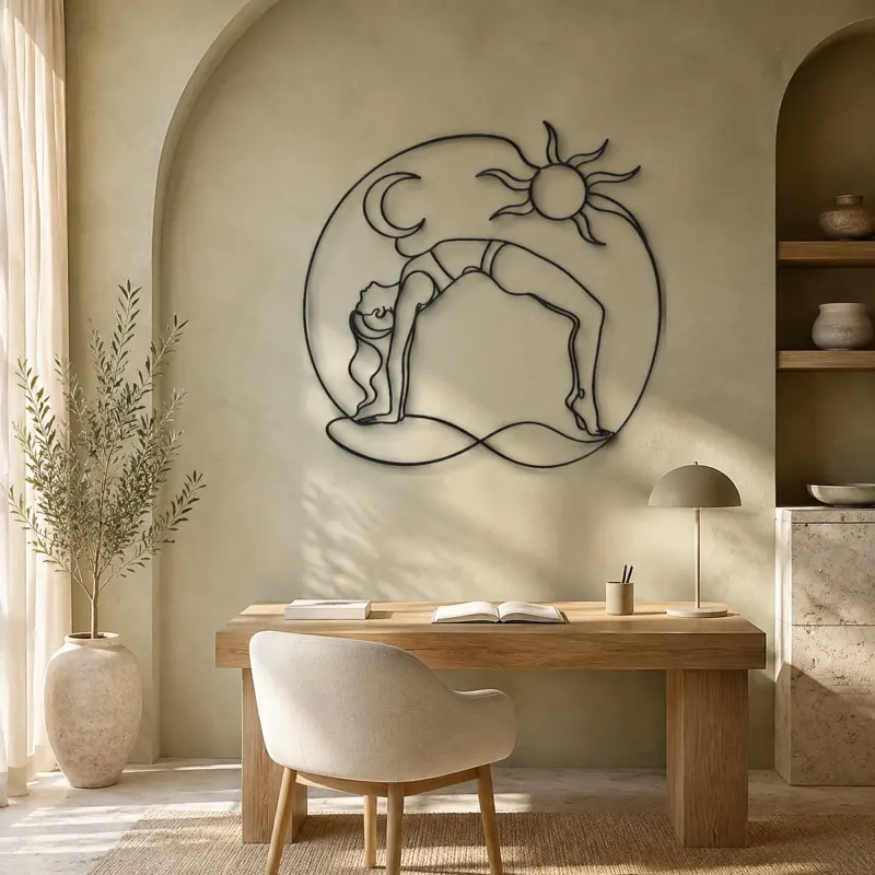 Wheel Pose Energy Metal Wall Art | Yoga and Meditation Wall Decor - lifestyle view 4