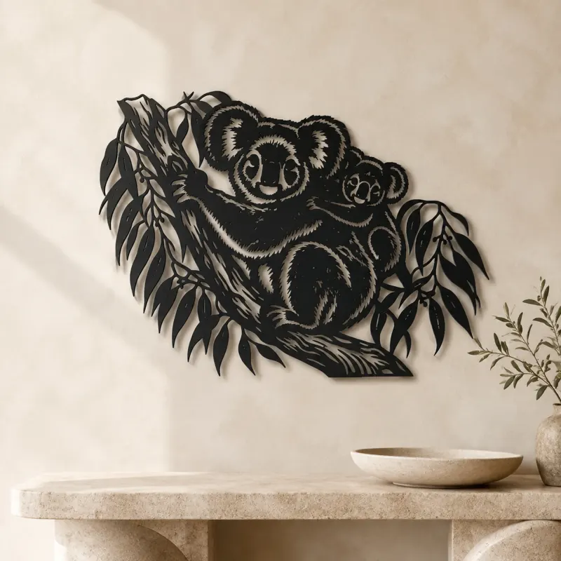 Koala Eucalyptus Metal Wall Art | Wildlife Silhouette Decor - lifestyle view 3