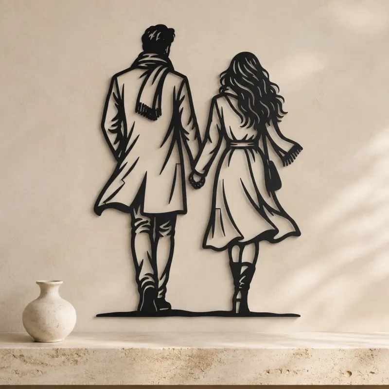 Evening Stroll Couple Metal Wall Art | Romantic Couple Decor - lifestyle view 3
