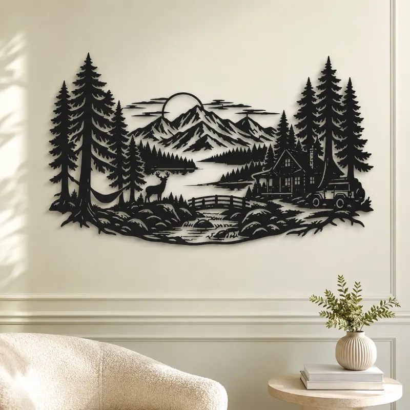 Endless Evergreen Horizon Metal Wall Art | Nature Silhouette Decor - lifestyle view 2