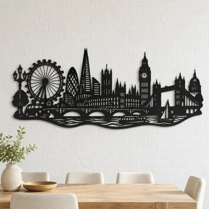 London Skyline Flow Metal Wall Art | Travel and City Wall Decor - lifestyle view 4
