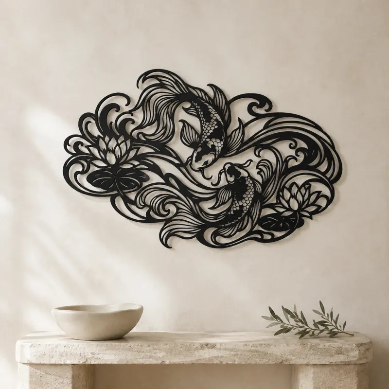 Koi Water Flow Metal Wall Art | Coastal and Nautical Wall Decor - lifestyle view 3