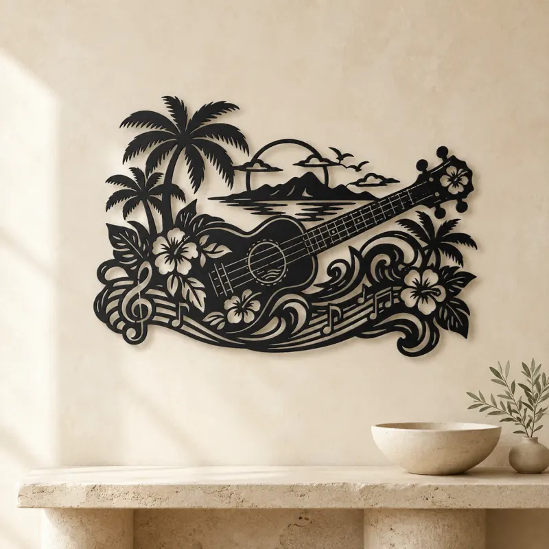 Ukulele Island Flow Metal Wall Art | Music Room Wall Decor - lifestyle view 3