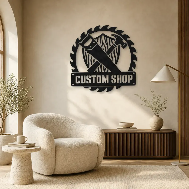 Personalized Woodworker Tools Metal Wall Art with Saw Blade - lifestyle view 5