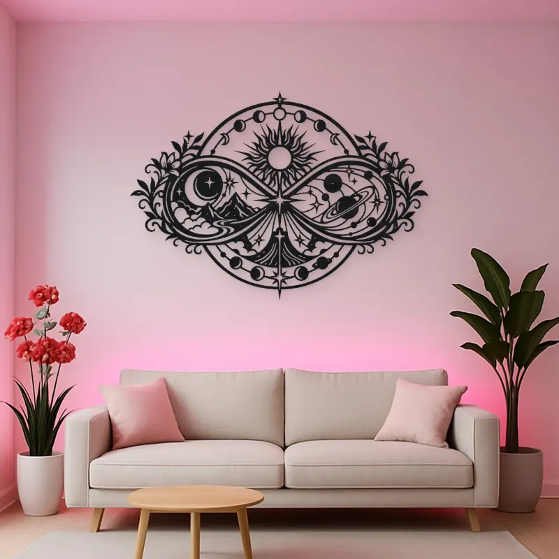 Infinite Celestial Loop Metal Wall Art | Celestial Boho Wall Decor