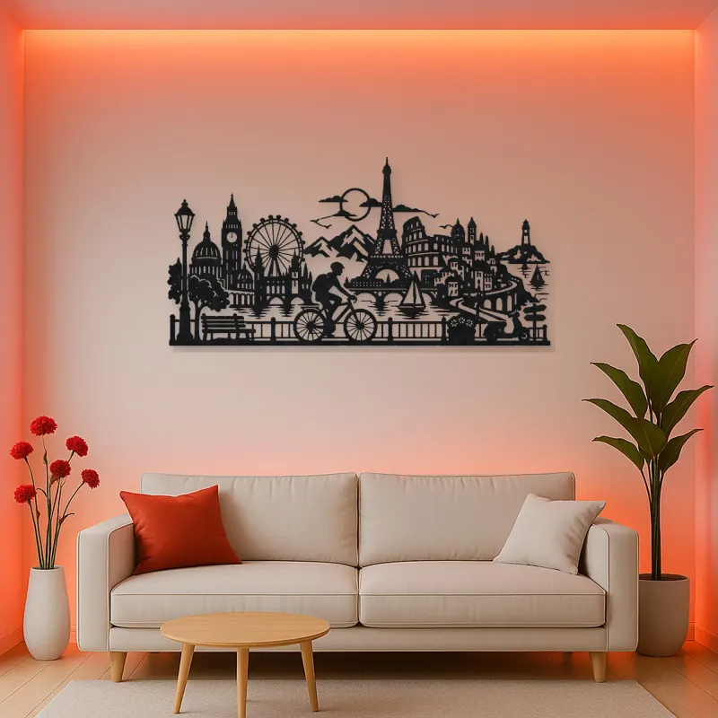Bicycle City Ride Metal Wall Art | Travel and City Wall Decor