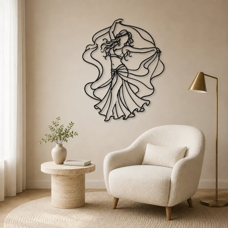 Belly Dance Silhouette Metal Wall Art | Dance Silhouette Wall Decor - lifestyle view 5