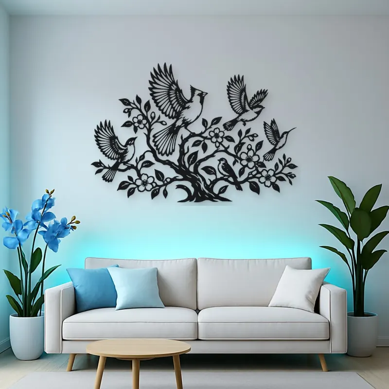 Birds Rising from Tree Metal Wall Art | Wildlife Silhouette Decor