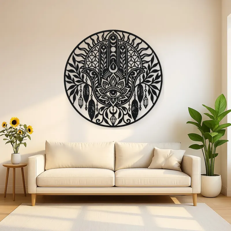 Protection Hand Metal Wall Art | Spiritual Boho Metal Decor
