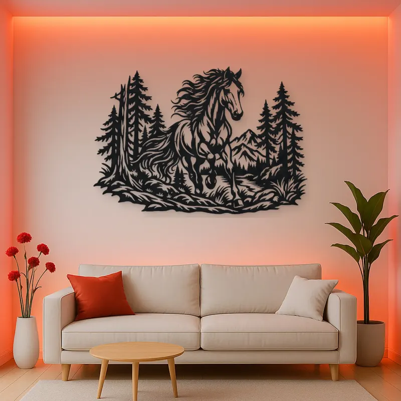 Horse in Forest Metal Wall Art | Equestrian Wall Decor