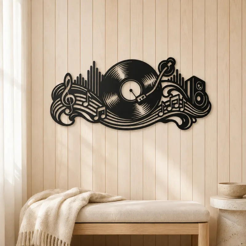Vinyl Record Wave Metal Wall Art | Music Room Wall Decor - lifestyle view 5