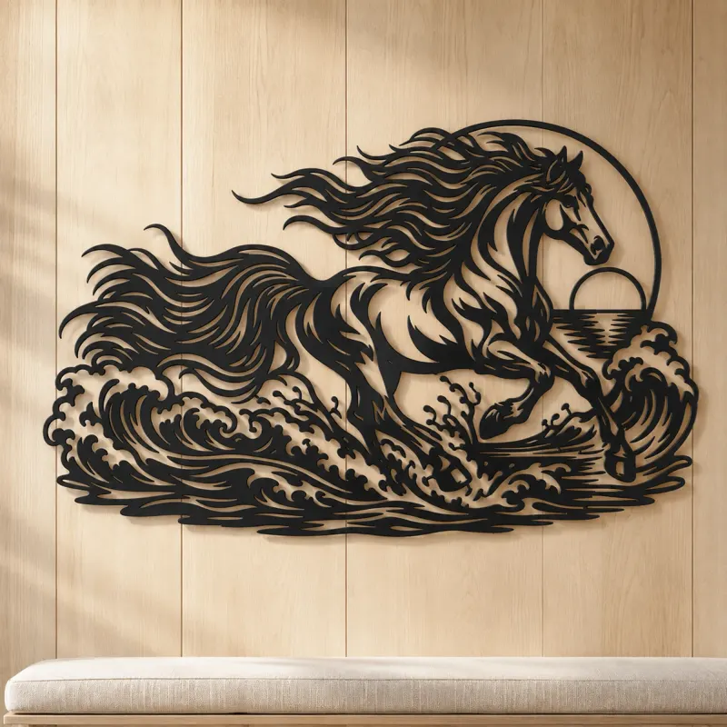 Horse Ocean Gallop Metal Wall Art | Equestrian Wall Decor - lifestyle view 5