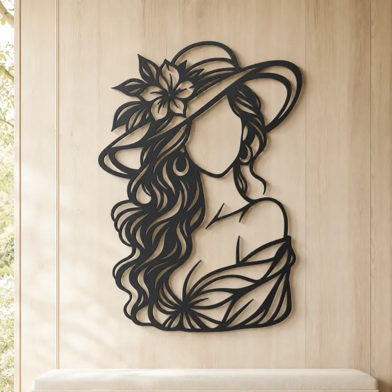 Faceless Fashion Muse Metal Wall Art | Minimalist Woman Line Art - lifestyle view 5