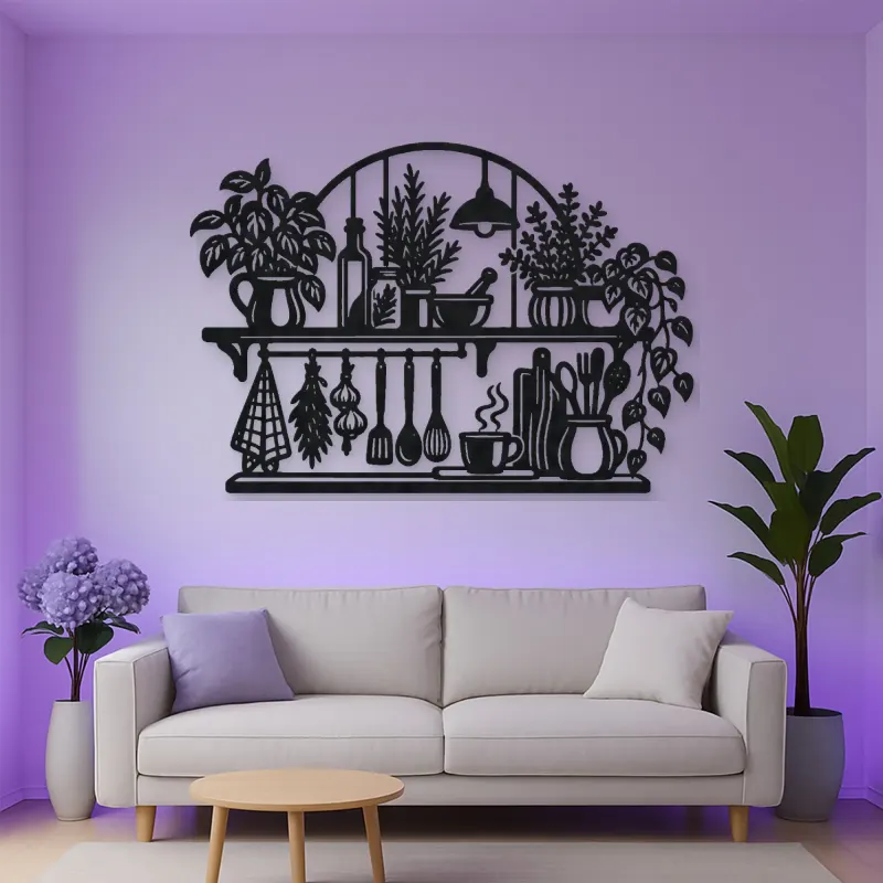 Kitchen Herb Shelf Metal Wall Art | Cozy Home Metal Decor
