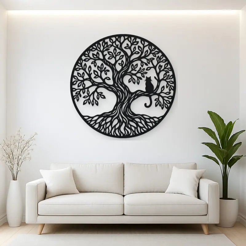 Tree with Cat Metal Wall Art | Pet Lover Silhouette Decor