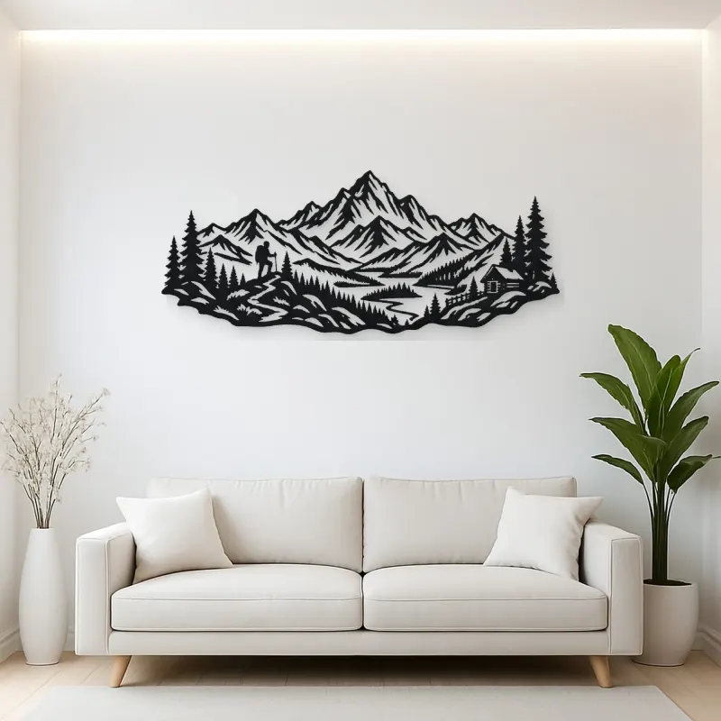 Wild Summit Trail Metal Wall Art | Nature Silhouette Decor