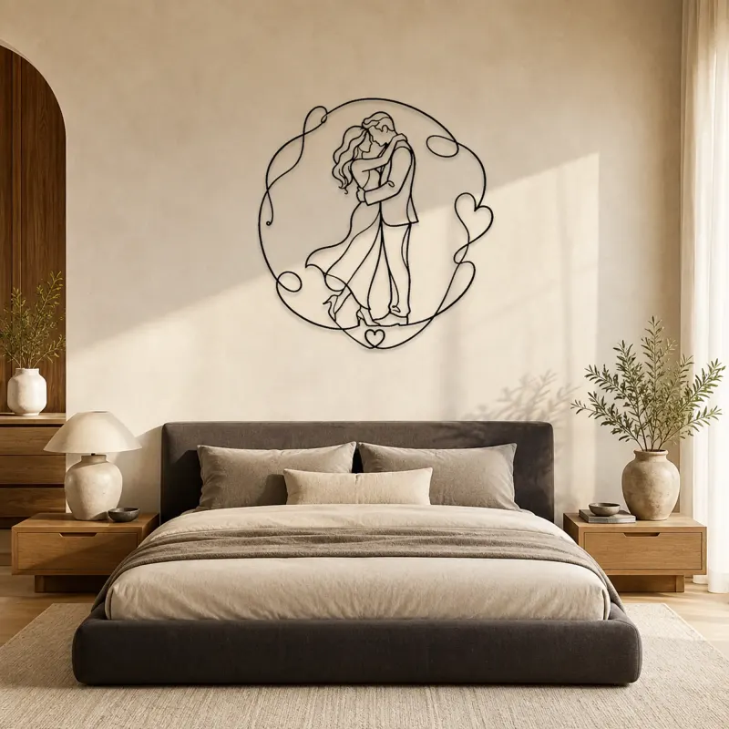 Timeless Love Embrace Metal Wall Art | Romantic Couple Decor - lifestyle view 5