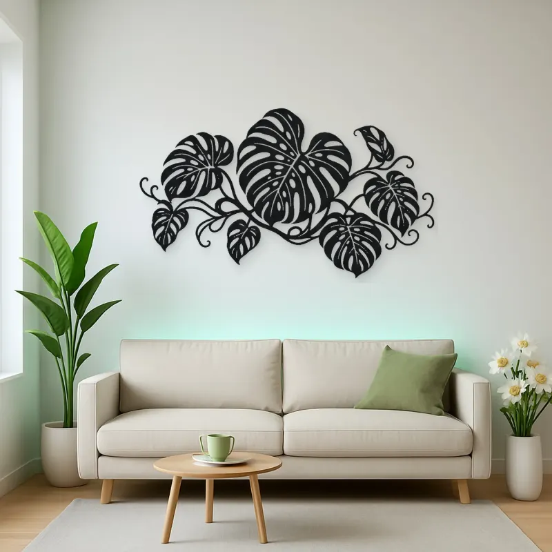 Monstera Leaf Rhythm Metal Wall Art | Botanical Metal Wall Decor