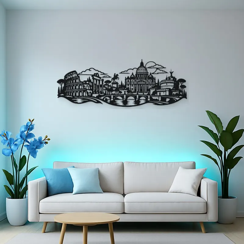 Rome Skyline Flow Metal Wall Art | Travel and City Wall Decor