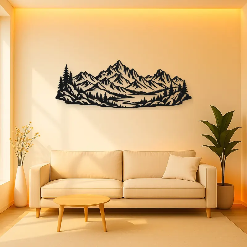 Rocky Ridge Panorama Metal Wall Art | Nature Silhouette Decor