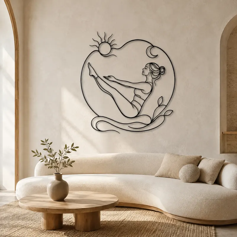 Boat Pose Balance Metal Wall Art | Yoga and Meditation Wall Decor - lifestyle view 3