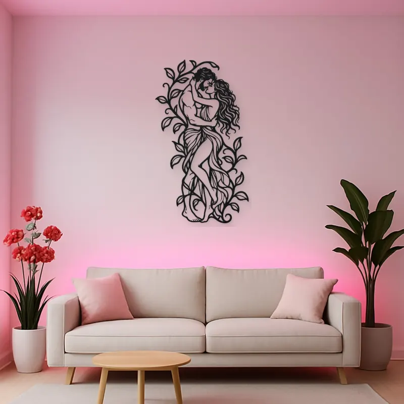 Garden Embrace Metal Wall Art | Romantic Couple Decor