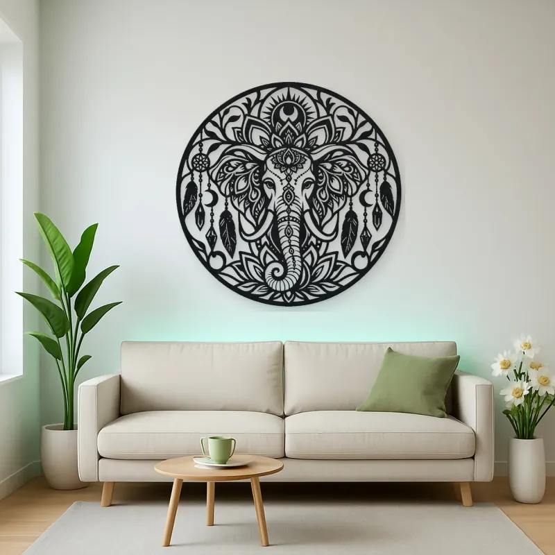 Spiritual Elephant Metal Wall Art | Wildlife Silhouette Decor