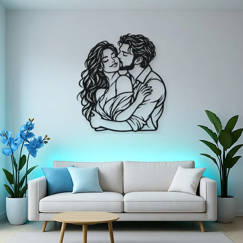 Cheek Kiss Metal Wall Art | Romantic Couple Decor