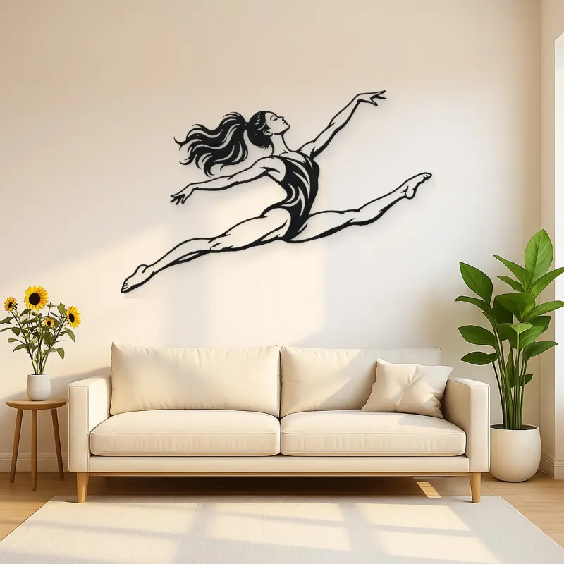 Gymnastics Split Leap Metal Wall Art | Movement Silhouette Decor