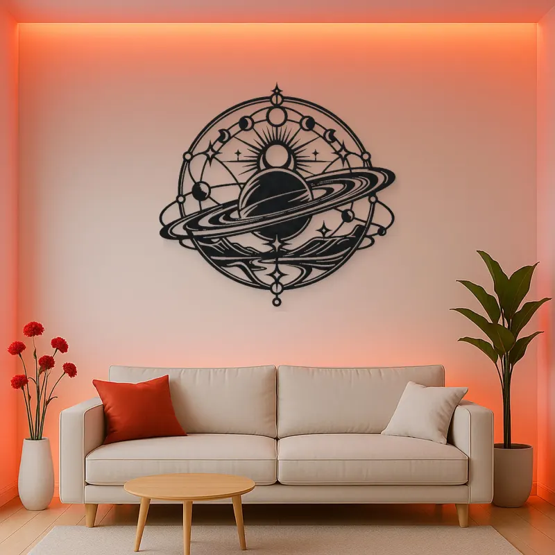 Saturn Ring Rhythm Metal Wall Art | Celestial Boho Wall Decor