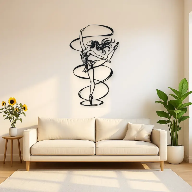 Ribbon Dancer Metal Wall Art | Movement Silhouette Decor