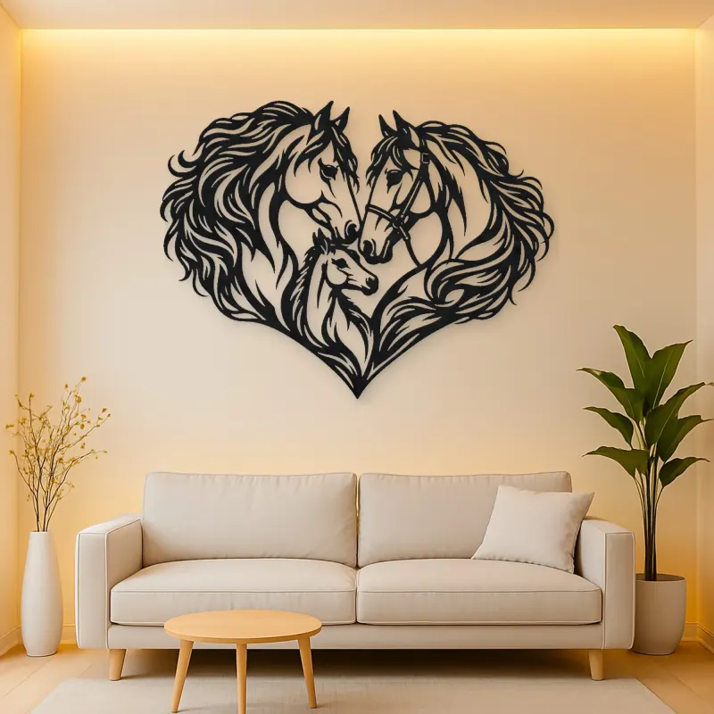 Horse Heart Profiles Metal Wall Art | Equestrian Wall Decor