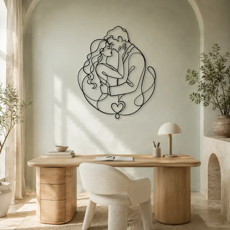 Holding Face Lovers Metal Wall Art | Romantic Couple Decor - lifestyle view 4