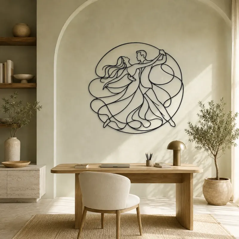 Contemporary Floor Flow Metal Wall Art | Couple Dance Wall Decor - lifestyle view 4