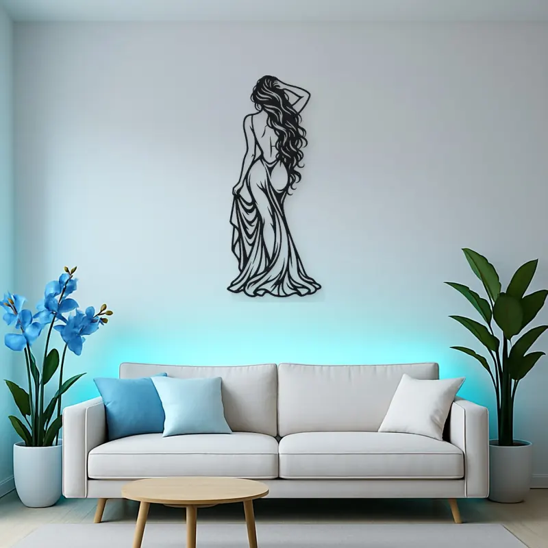 Long Hair Back Pose Metal Wall Art | Movement Silhouette Decor
