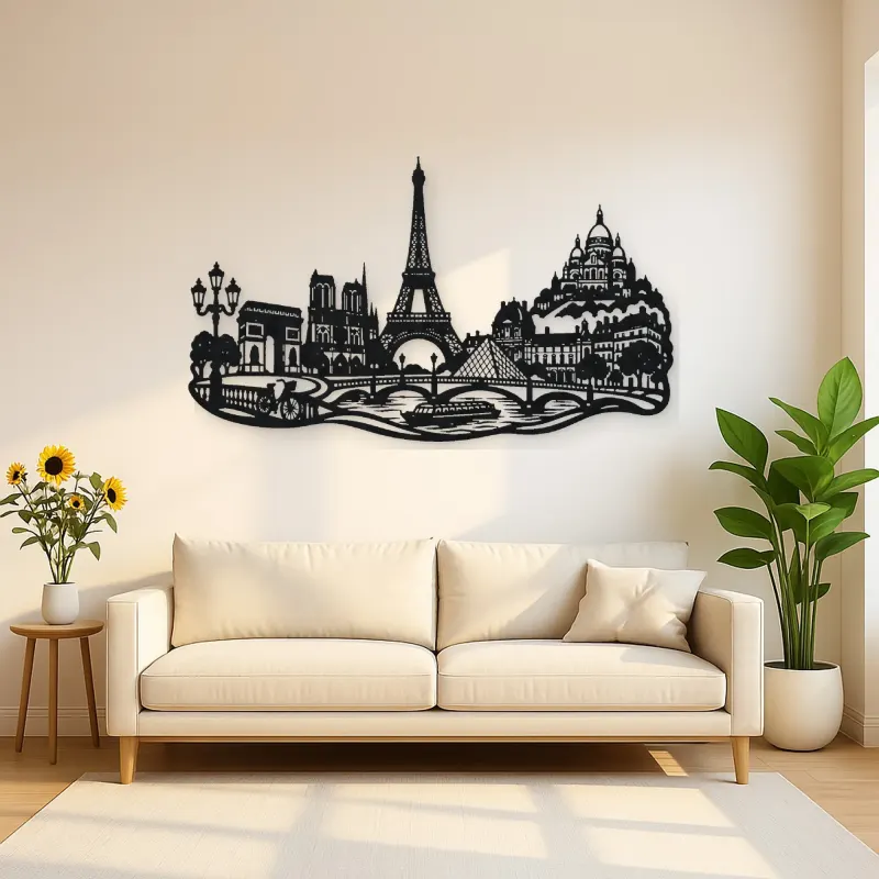 Paris Skyline Flow Metal Wall Art | Travel and City Wall Decor