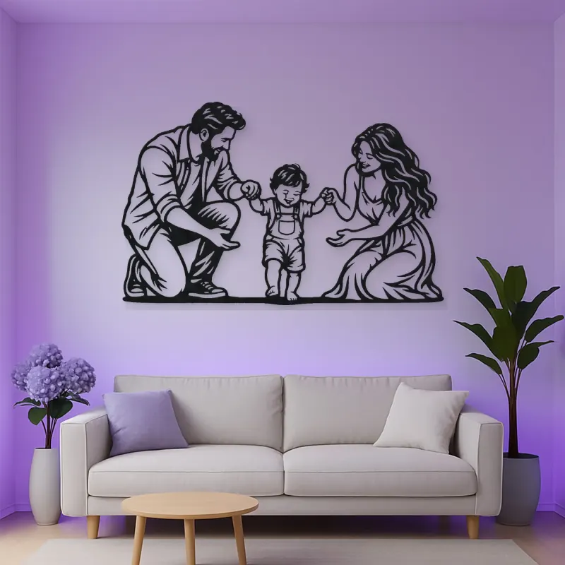 Baby First Steps Metal Wall Art | Family Silhouette Decor