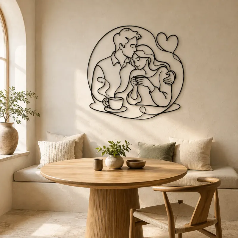 Coffee Morning Couple Metal Wall Art | Romantic Couple Decor - lifestyle view 3