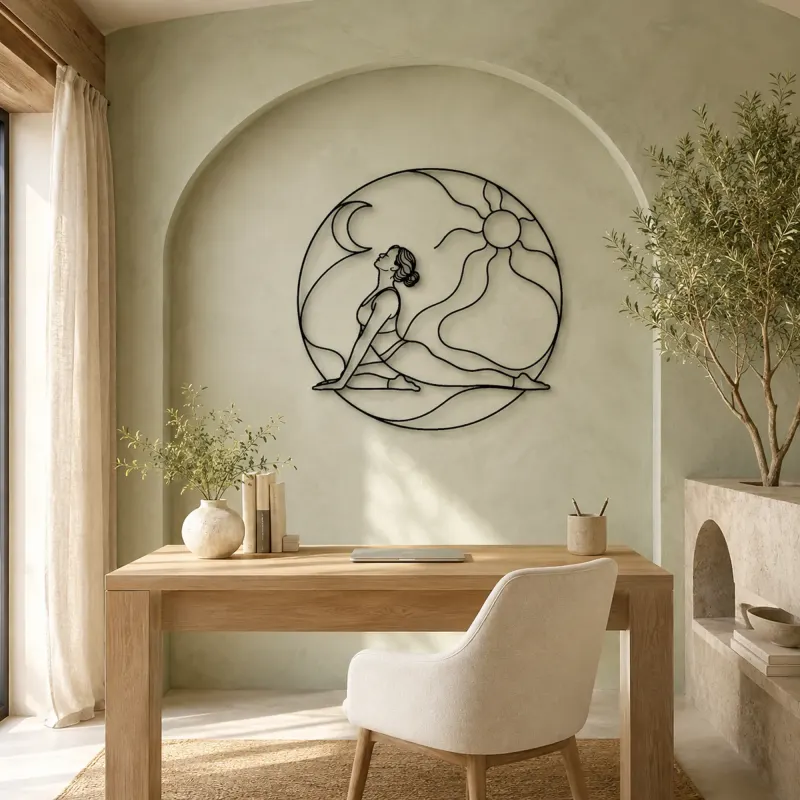 Pigeon Pose Release Metal Wall Art | Yoga and Meditation Wall Decor - lifestyle view 4