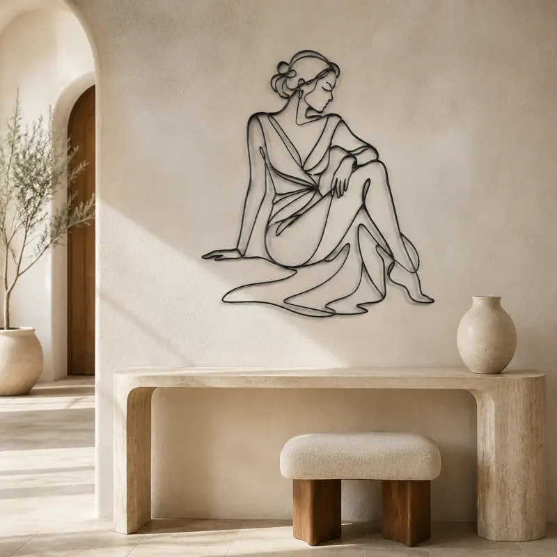Seated Evening Muse Metal Wall Art | Fashion Figure Wall Decor - lifestyle view 3