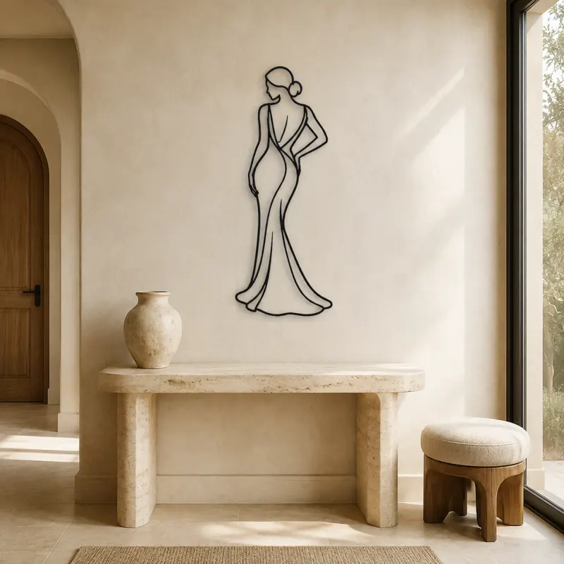 Runway Back Curve Metal Wall Art | Fashion Figure Wall Decor - lifestyle view 3
