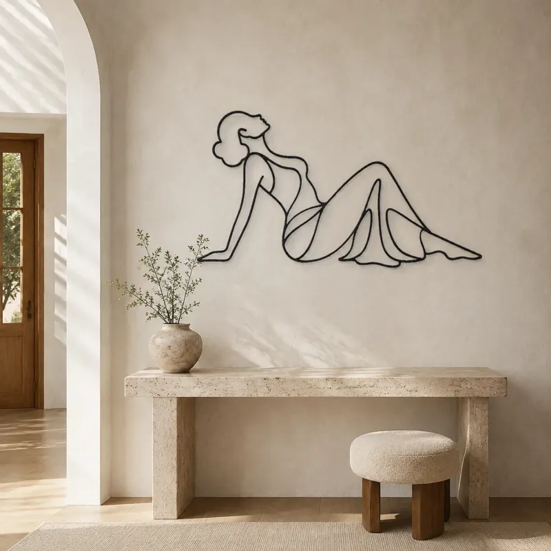 Reclining Side Silhouette Metal Wall Art | Feminine Figure Wall Decor - lifestyle view 3