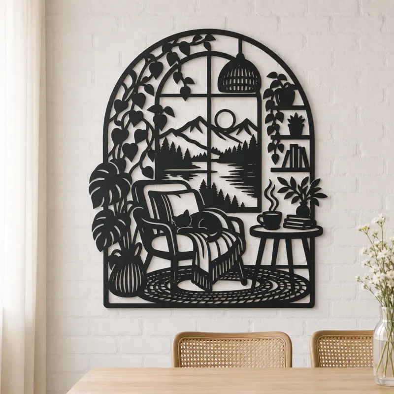 Home Arch Landscape Metal Wall Art | Cozy Home Metal Decor - lifestyle view 4