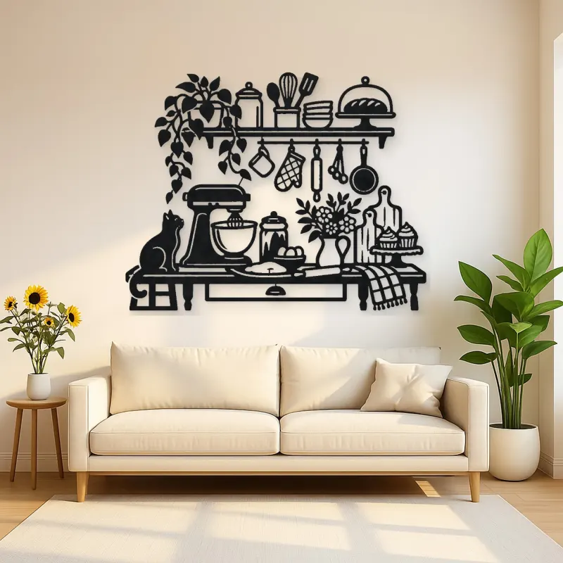 Baker Kitchen Line Metal Wall Art | Cozy Home Metal Decor