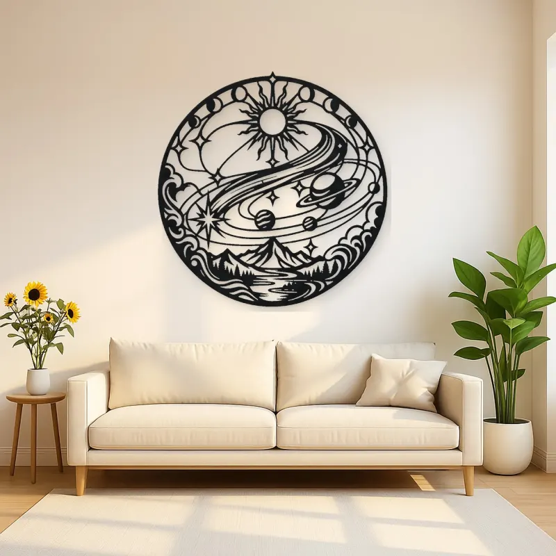 Comet Trail Curve Metal Wall Art | Nature Silhouette Decor