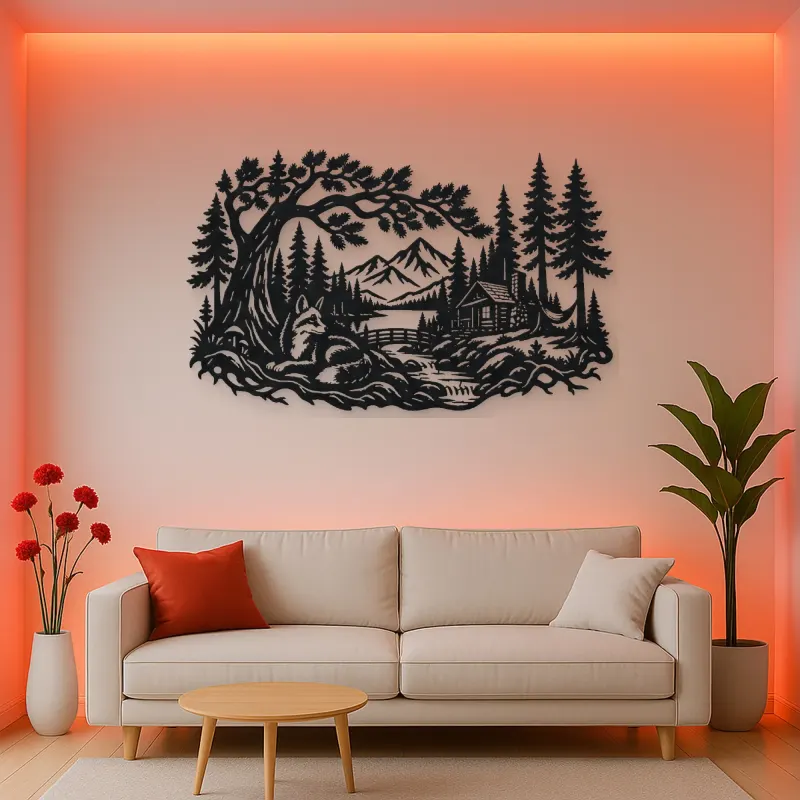 Fox beneath the Trees Metal Wall Art | Wildlife Silhouette Decor