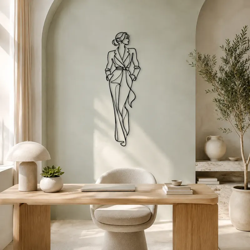 Contemporary Fashion Line Metal Wall Art | Fashion Figure Wall Decor - lifestyle view 4