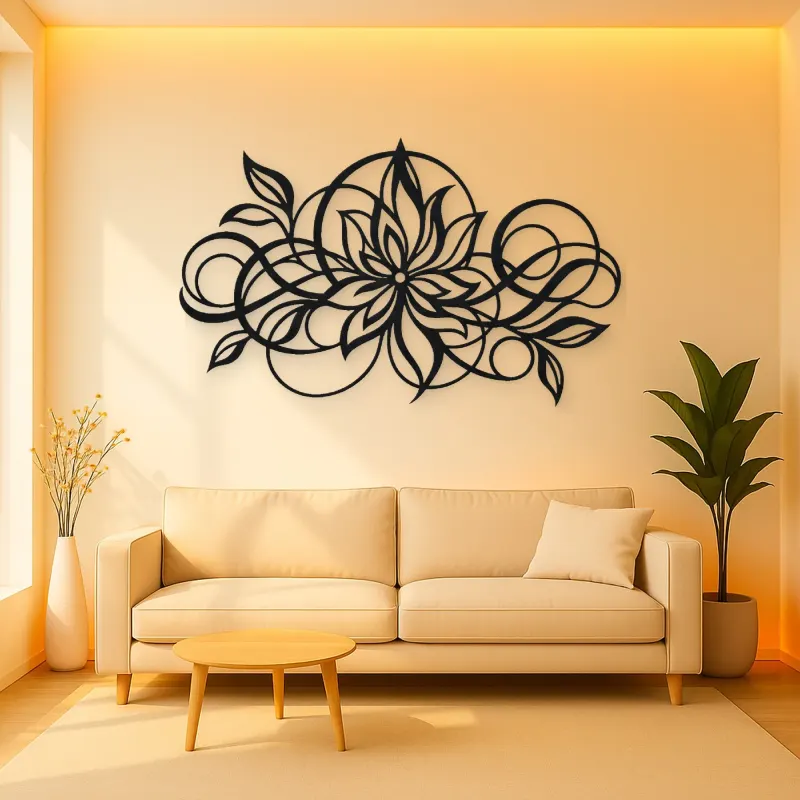 Geometric Flower Flow Metal Wall Art | Modern Abstract Metal Decor