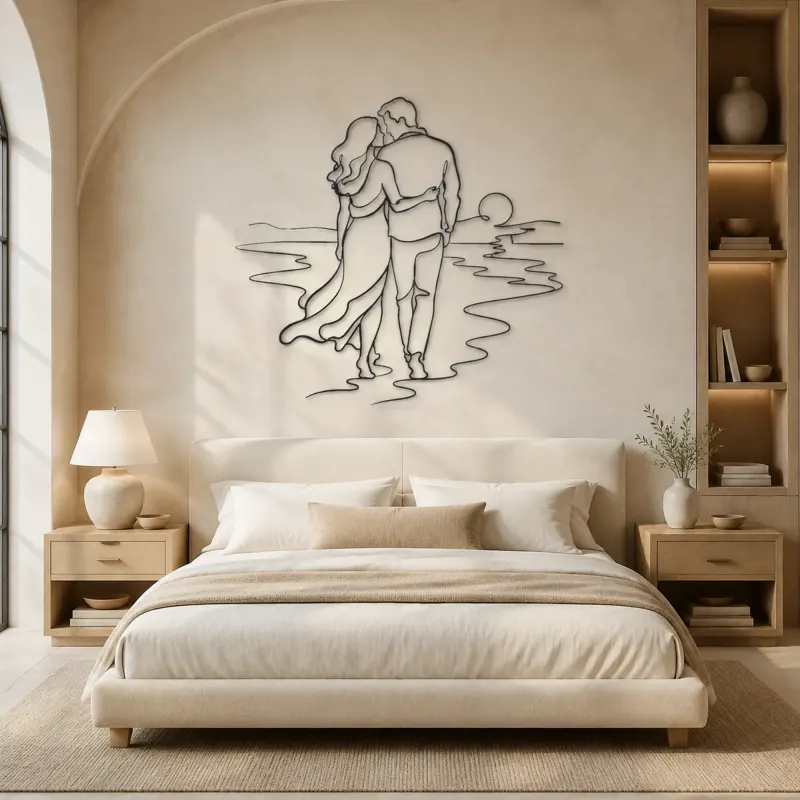 Beach Walk Pair Metal Wall Art | Romantic Couple Decor - lifestyle view 2